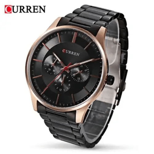 M_8282 Curren black Dial black Stainless Steel Chain Analog Quartz Men's Watch. - Timecheck