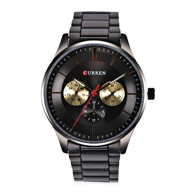 M_8282 Curren Black Dial Silver Stainless Steel Chain Analog Quartz Men's Watch. - Timecheck