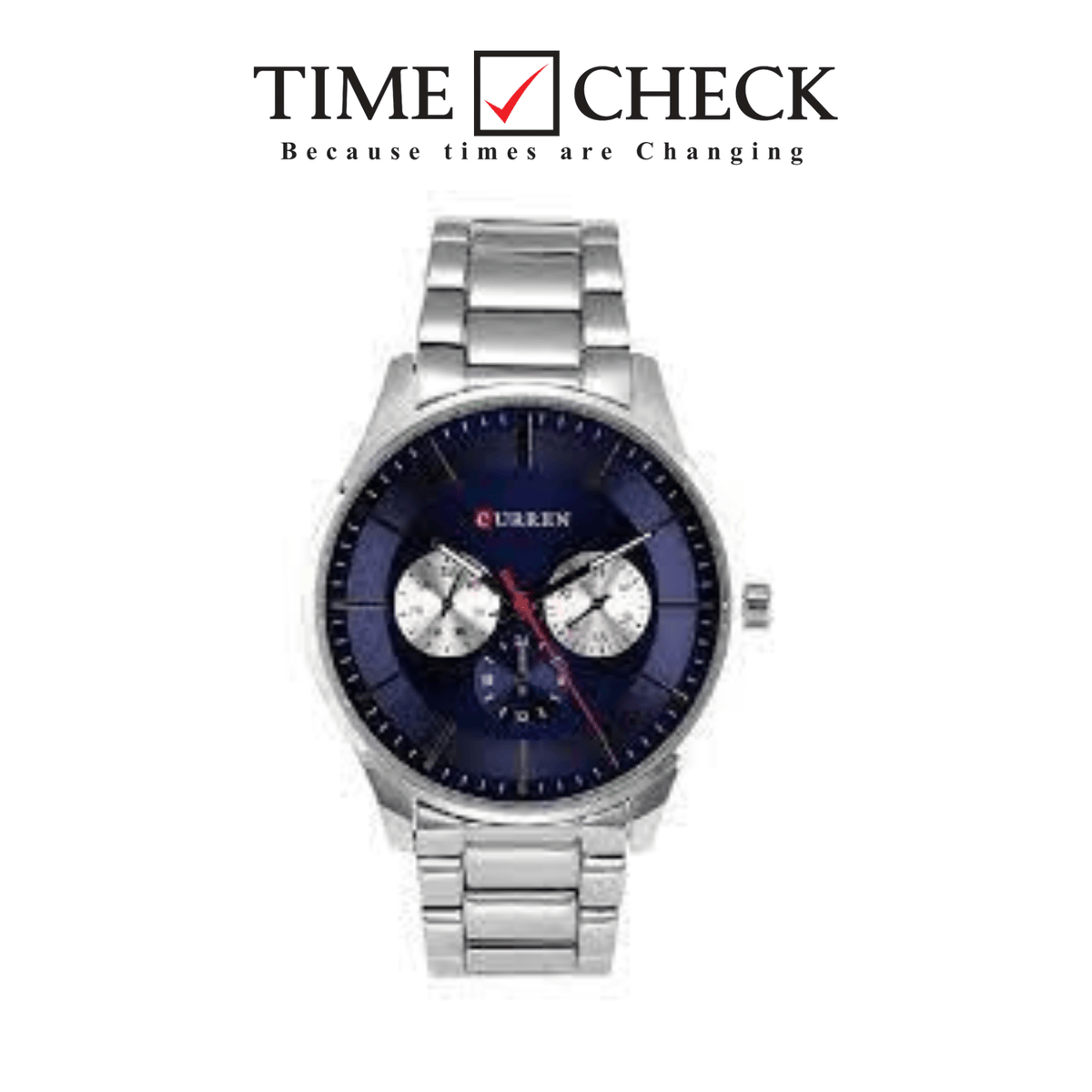 Curren M-8282 Blue Dial Silver Stainless Steel Chain Men's Watch