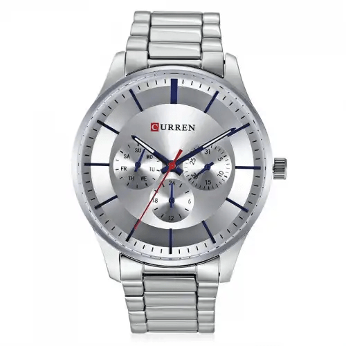 M_8282 Curren Silver Dial Silver Stainless Steel Chain Analog Quartz Men's Watch. - Timecheck