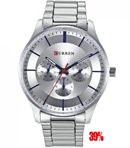 M_8282 Curren Silver Dial Silver Stainless Steel Chain Analog Quartz Men's Watch. - Timecheck