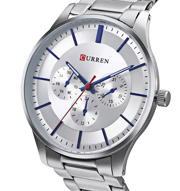 M_8282 Curren Silver Dial Silver Stainless Steel Chain Analog Quartz Men's Watch. - Timecheck