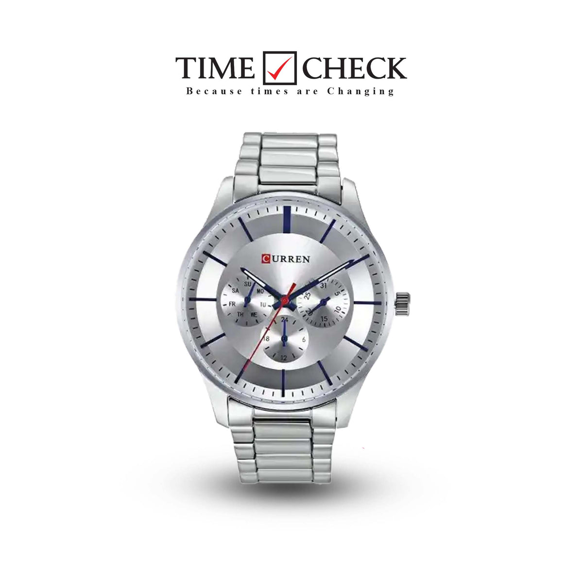 M_8282 Curren Silver Dial Silver Stainless Steel Chain Analog Quartz Men's Watch. - Timecheck