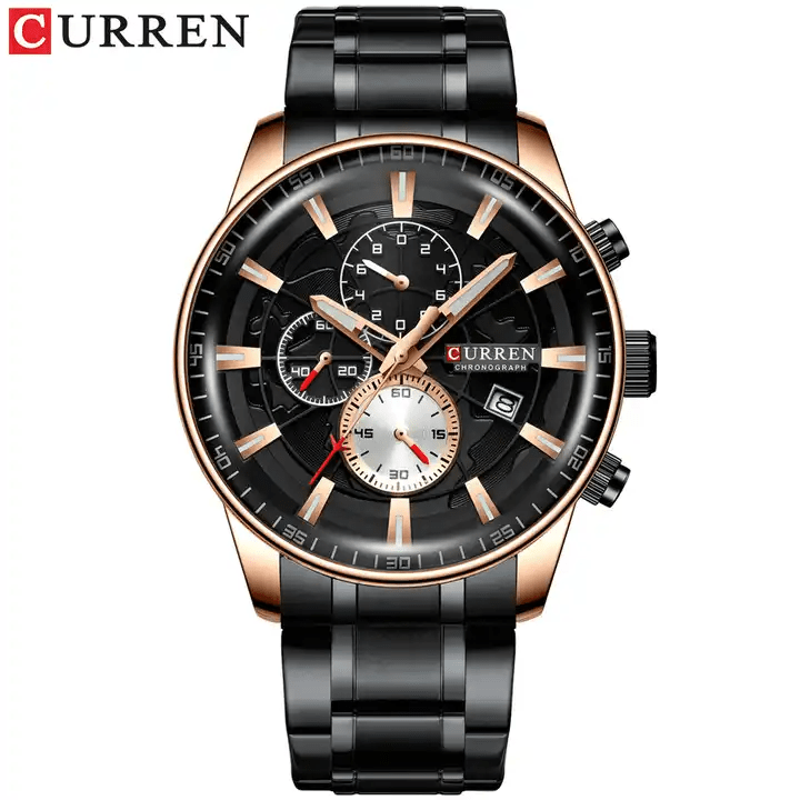 M_8362 Curren Black Dial Black Stainless Steel Quartz Chronograph Men's Watch. - Timecheck