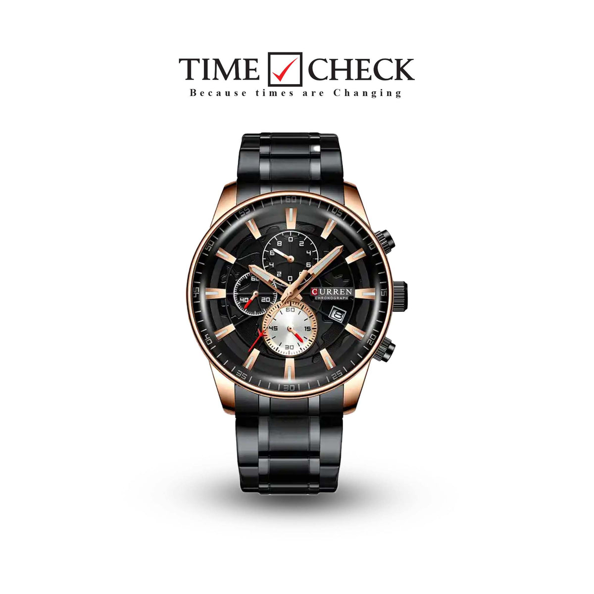 M_8362 Curren Black Dial Black Stainless Steel Quartz Chronograph Men's Watch. - Timecheck