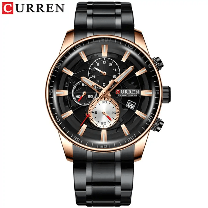 M_8362 Curren Black Dial Black Stainless Steel Quartz Chronograph Men's Watch. - Timecheck