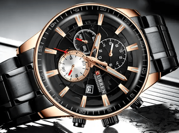 M_8362 Curren Black Dial Black Stainless Steel Quartz Chronograph Men's Watch. - Timecheck