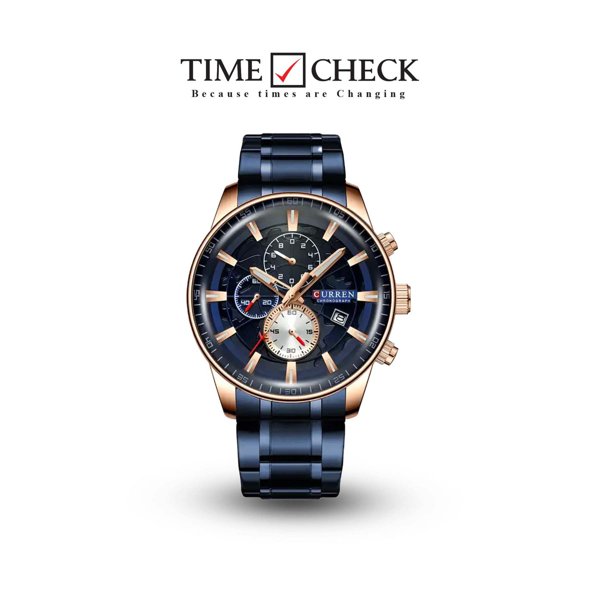 M_8362 Curren Blue Dial Blue Stainless Steel Quartz Chronograph Men's Watch. - Timecheck