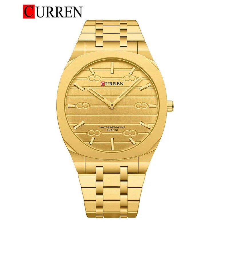 M-8444 Curren GOLD Dial gold Stainless Steel Analog Quartz men's Watch. - Timecheck