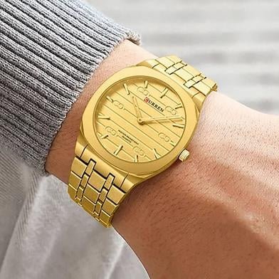 M-8444 Curren GOLD Dial gold Stainless Steel Analog Quartz men's Watch. - Timecheck