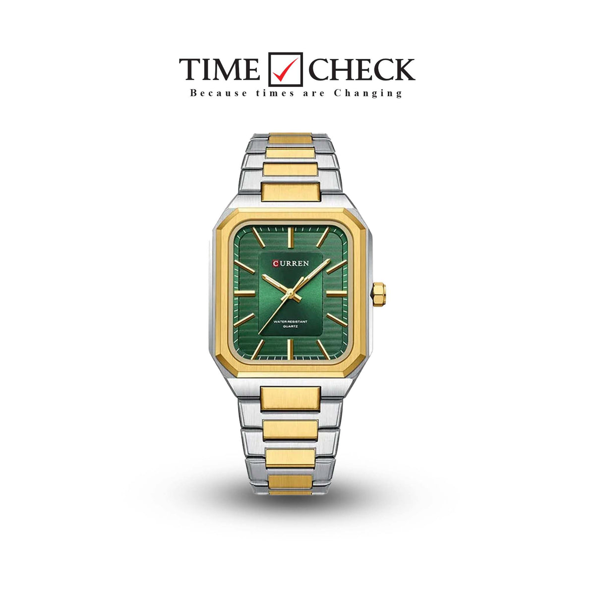 M:8457 curren green Dial TT Stainless Steel Chain Analog Quartz Men's Watch. TIMECHECK