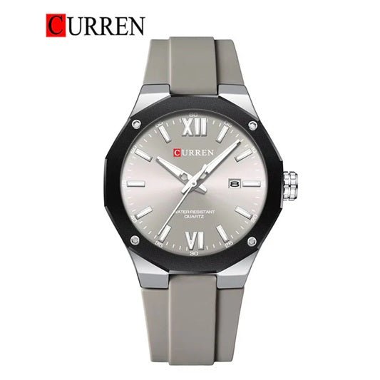 Curren M-8465 Gray Dial Silver Case Gray Silicone Strap Men's Watch