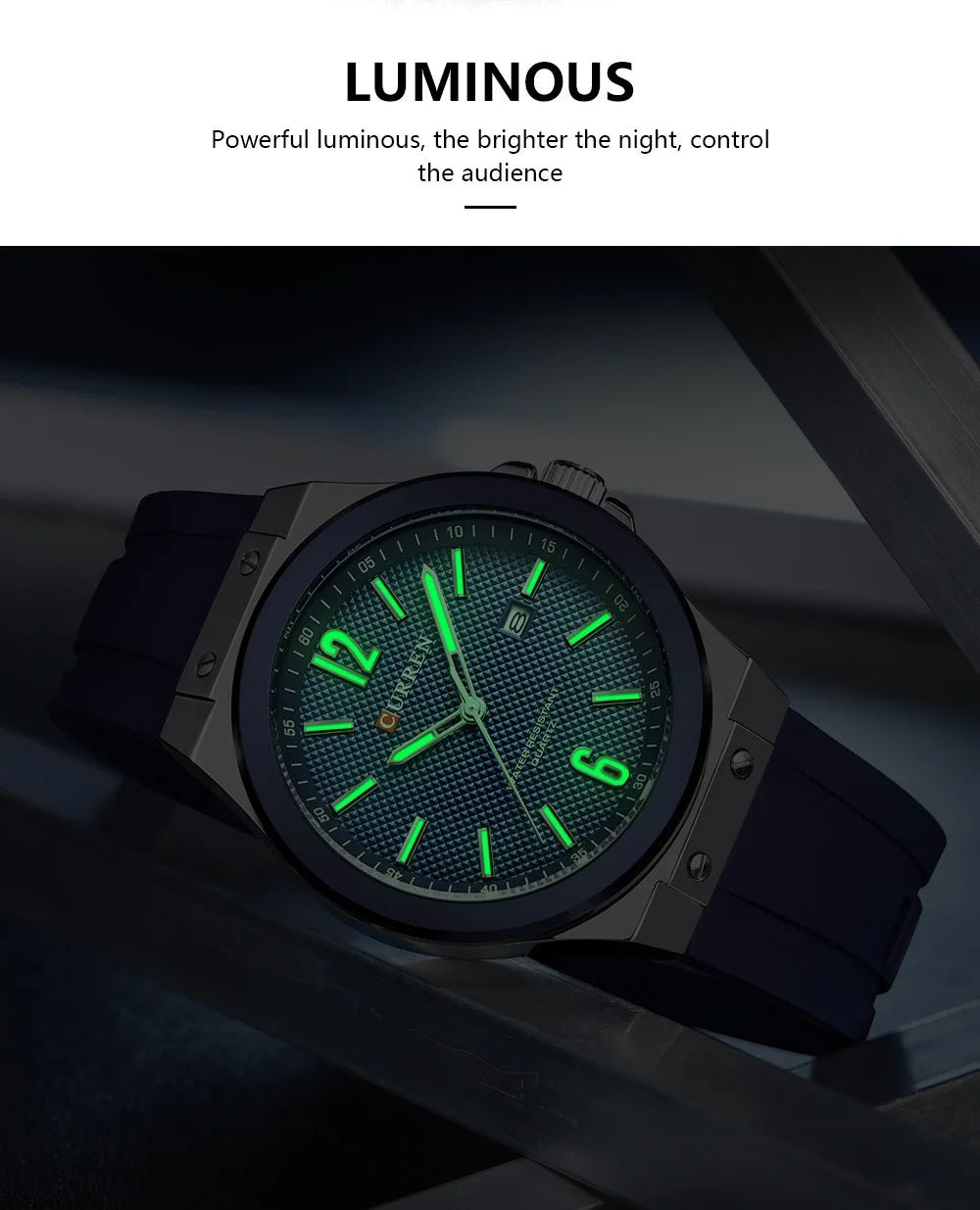 M-8467 Curren Blue Dial Silver Body Blue Silicone Strap Analog Quartz Men's Watch With Box & Bag - Timecheck