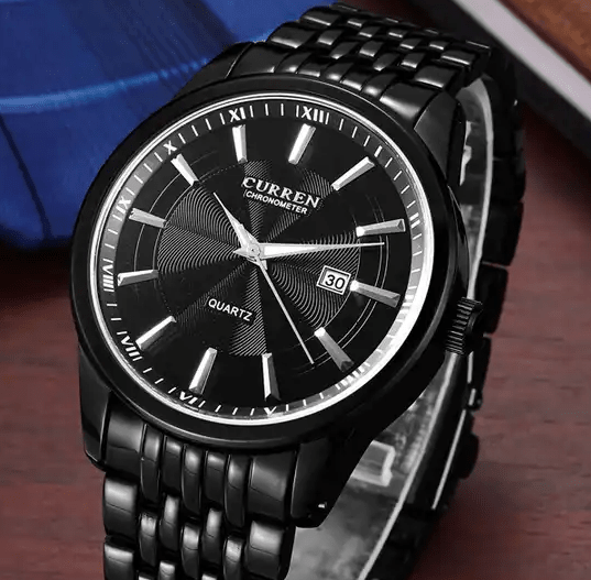 Curren M-8052 Black Dial Black Stainless Steel Chain Analog Quartz Men's Watch