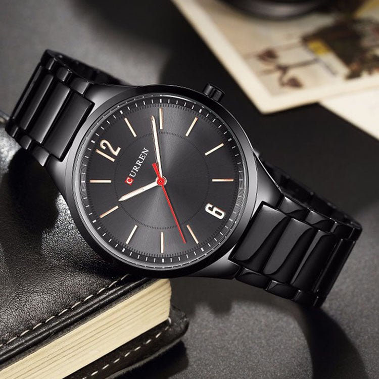 M:8280 Curren Black Dial Black Stainless Steel Chain Analog Quartz Men's Watch. - Timecheck