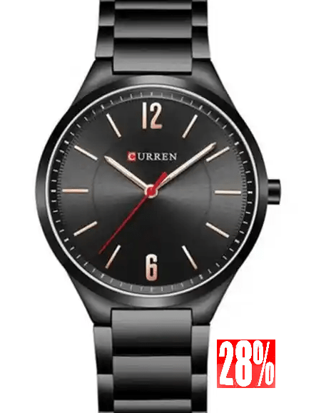 M:8280 Curren Black Dial Black Stainless Steel Chain Analog Quartz Men's Watch. - Timecheck