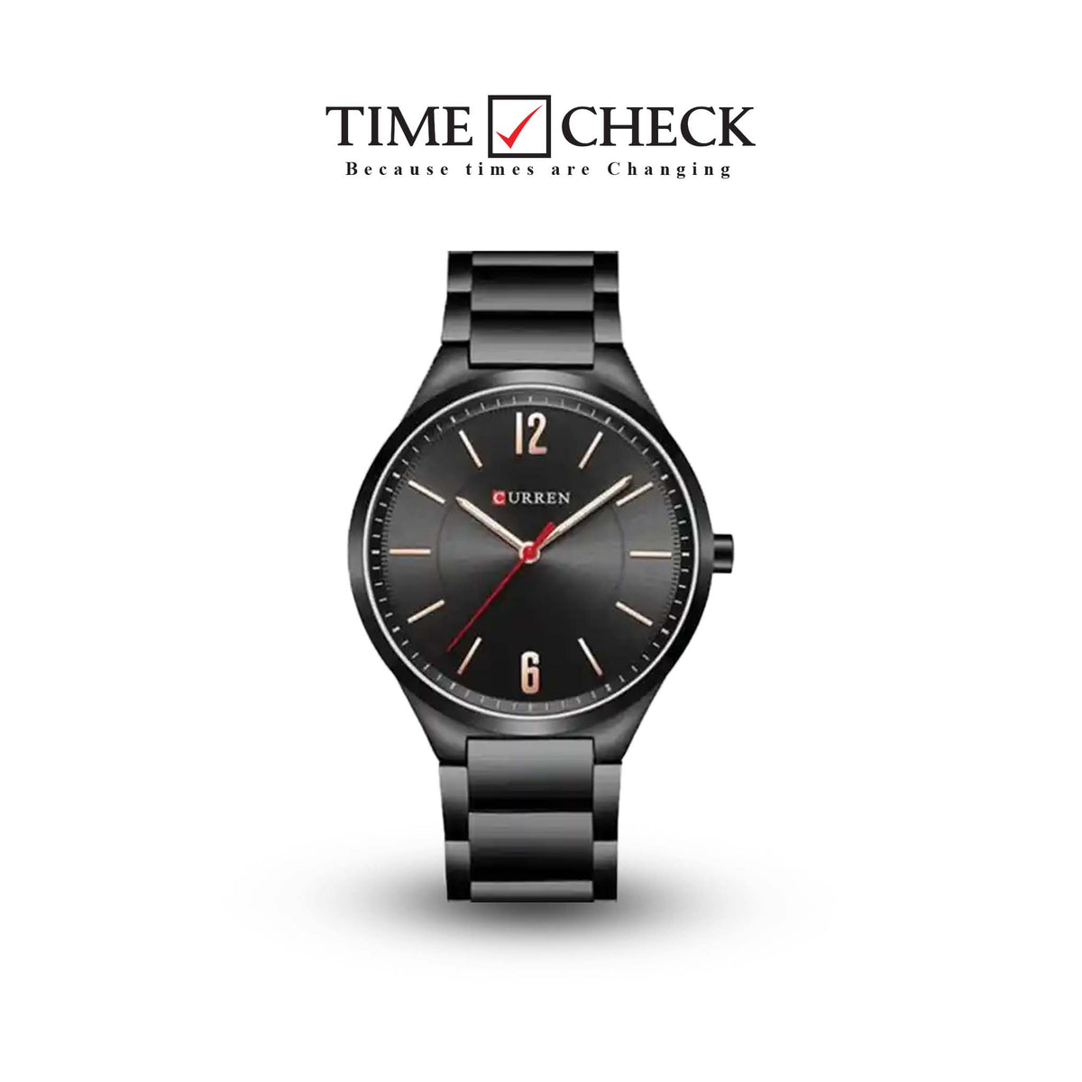 M:8280 Curren Black Dial Black Stainless Steel Chain Analog Quartz Men's Watch. - Timecheck