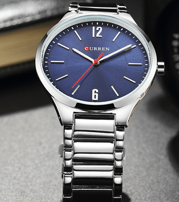 M:8280 Curren Blue Dial Silver Stainless Steel Chain Analog Quartz Men's Watch. - Timecheck