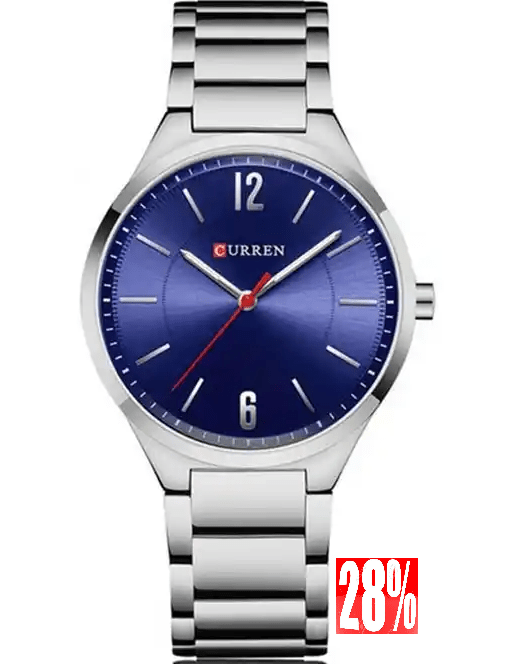 M:8280 Curren Blue Dial Silver Stainless Steel Chain Analog Quartz Men's Watch. - Timecheck