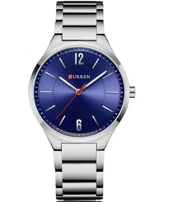 M:8280 Curren Blue Dial Silver Stainless Steel Chain Analog Quartz Men's Watch. - Timecheck