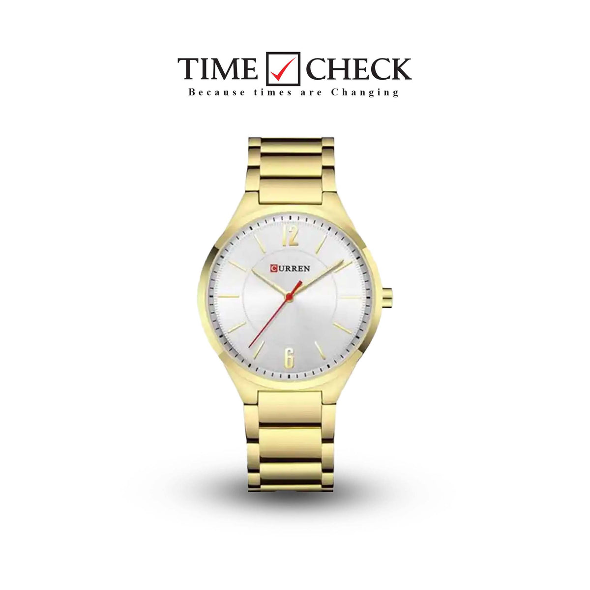 M:8280 Curren Silver Dial Golden Stainless Steel Chain Analog Quartz Men's Watch. - Timecheck