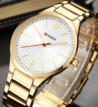 M:8280 Curren Silver Dial Golden Stainless Steel Chain Analog Quartz Men's Watch. - Timecheck