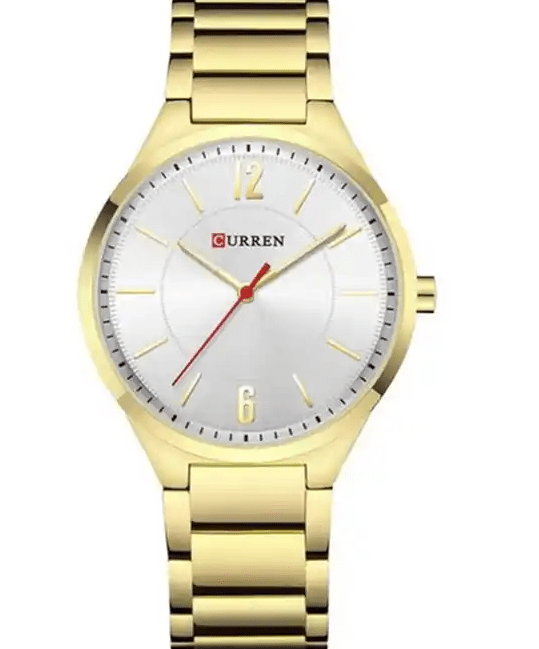 M:8280 Curren Silver Dial Golden Stainless Steel Chain Analog Quartz Men's Watch. - Timecheck