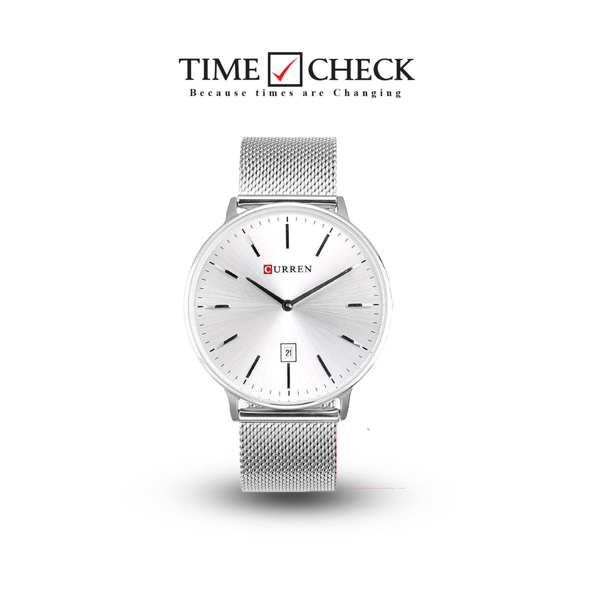 M:8302 Curren Date Display Casual Stainless Steel Band Analog Quartz Men's Watch. - Timecheck