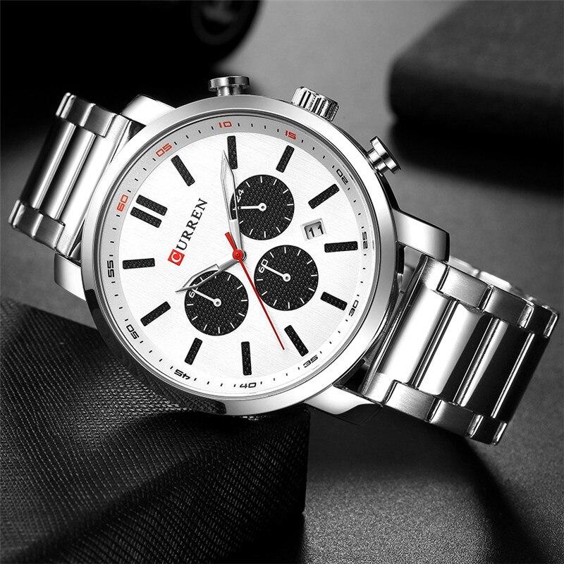 M:8315 Curren Silver Dial Silver Stainless Steel Chronograph Analog Quartz Men's Watch. - Timecheck