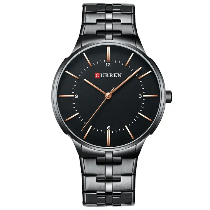 M:8321 Curren Black Dial Black Stainless Steel Strap Analog Quartz Men's Watch. - Timecheck