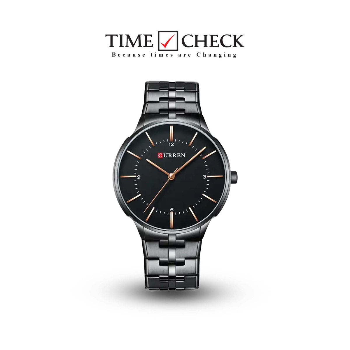 M:8321 Curren Black Dial Black Stainless Steel Strap Analog Quartz Men's Watch. - Timecheck