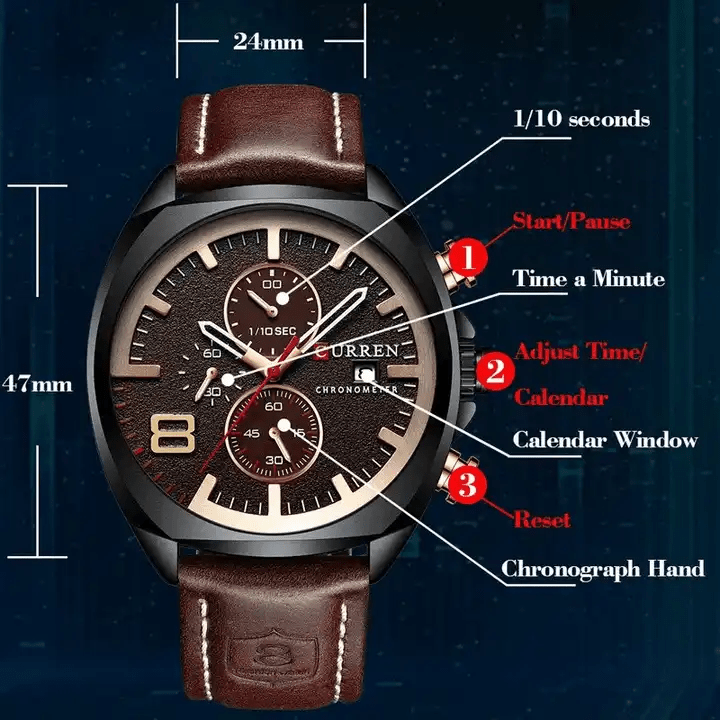 M:8324 Curren Brown Dial Brown Leather Strap Analog Quartz Men's Watch. - Timecheck