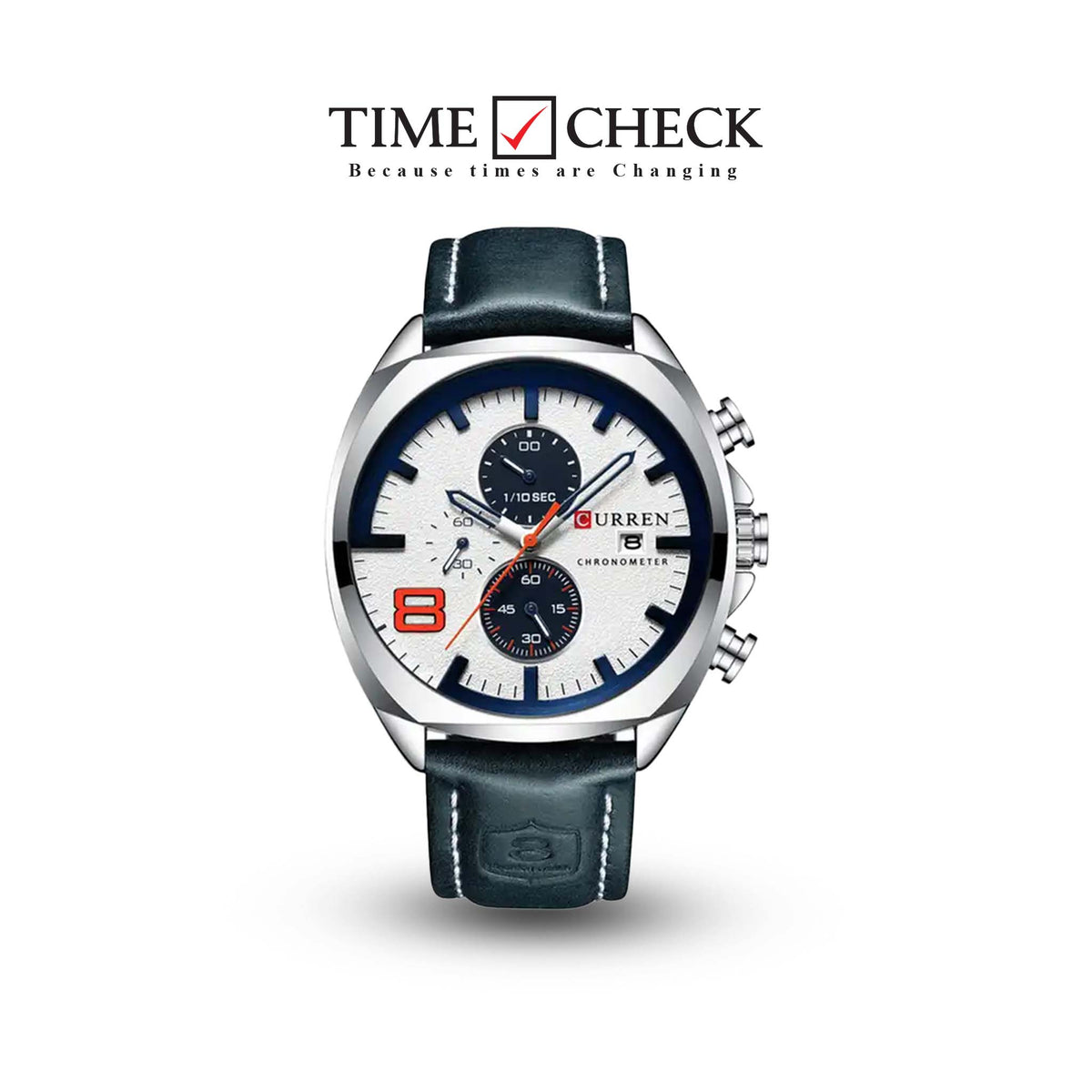 M:8324 Curren White Dial Black Leather Strap Analog Quartz Men's Watch. - Timecheck