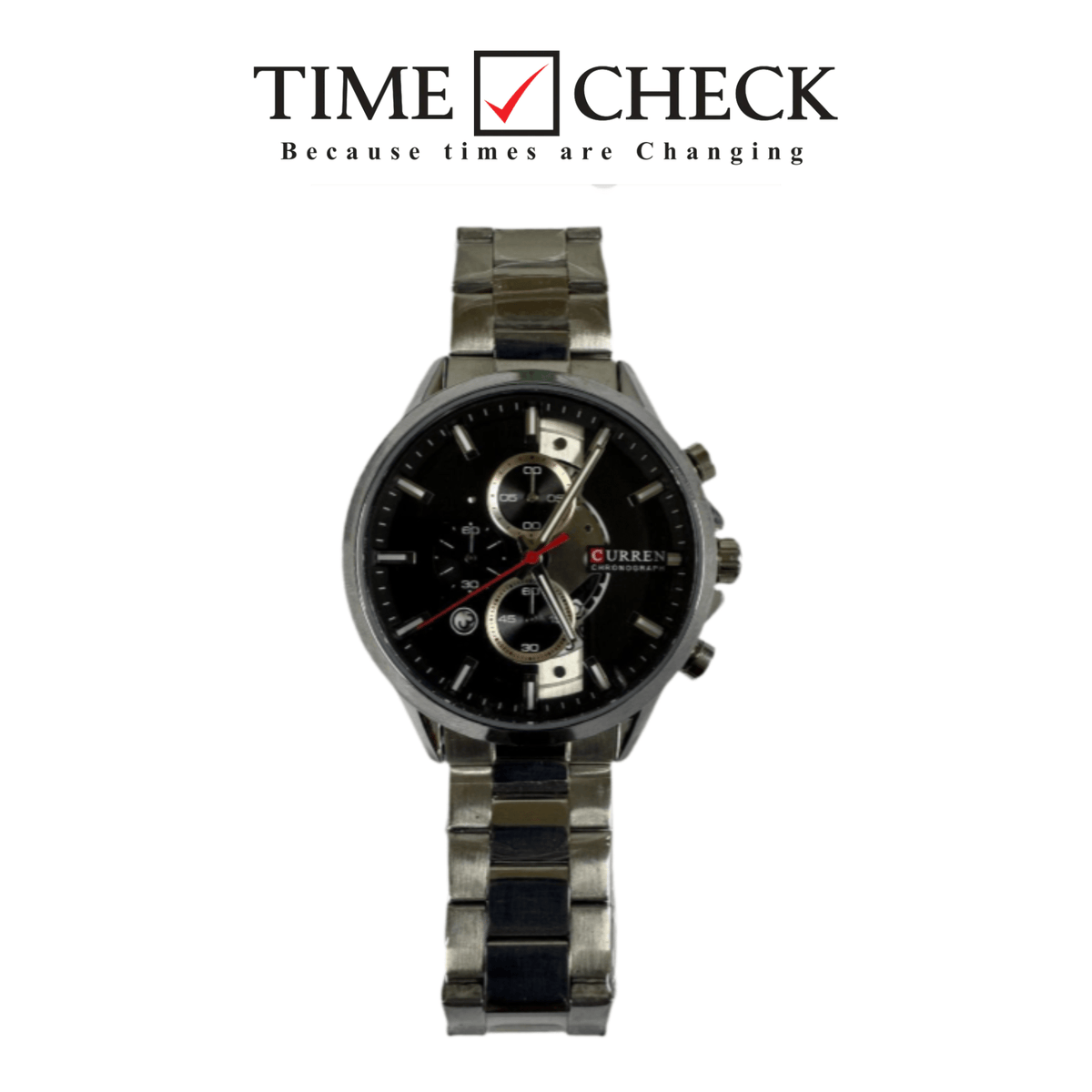 M:8325 CURREN BLACK DIAL SILVER STAINLESS STEEL CHAIN WRIST WATCH FOR MAN WITH BRAND BOX & BAG - Timecheck