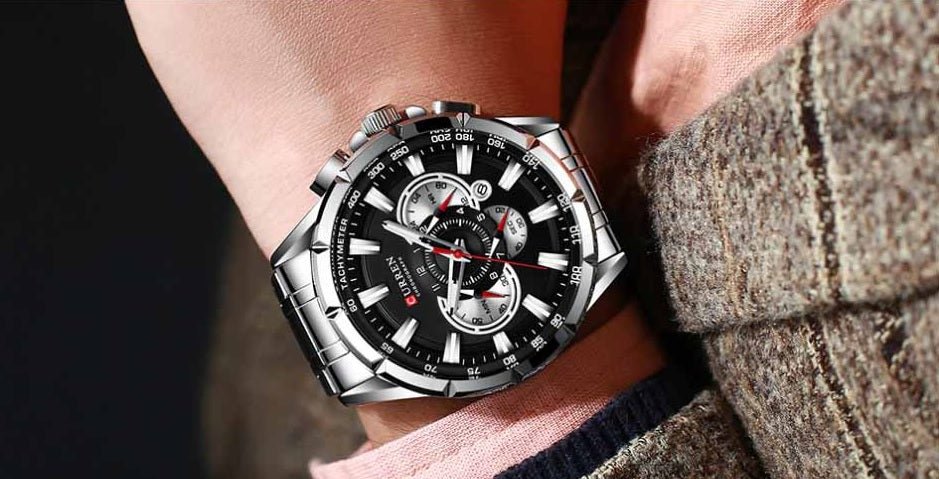 M:8363 Curren black Dial Silver Stainless Steel Chronograph Analog Quartz Men's Watch. - Timecheck