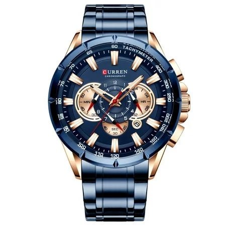M:8363 Curren blue Dial blue Stainless Steel Chronograph Analog Quartz Men's Watch. - Timecheck