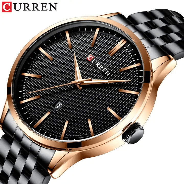 M:8364 Curren Black Dial Black Stainless Steel Chain Analog Quartz Men's Watch. - Timecheck