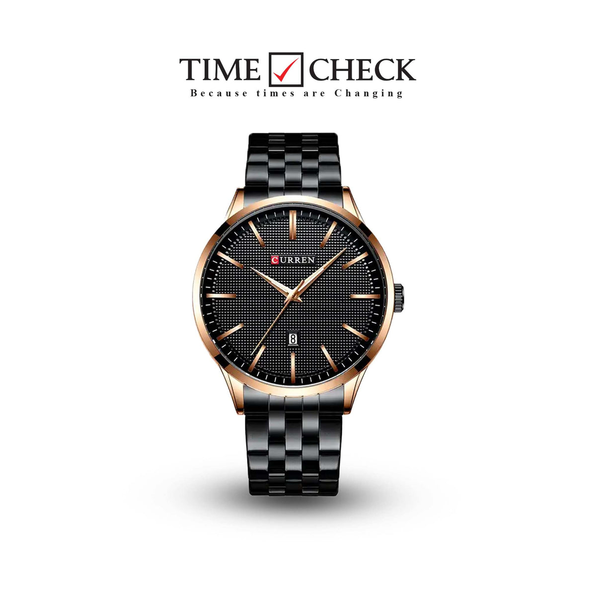 M:8364 Curren Black Dial Black Stainless Steel Chain Analog Quartz Men's Watch. - Timecheck