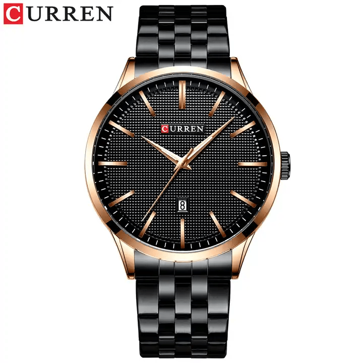 M:8364 Curren Black Dial Black Stainless Steel Chain Analog Quartz Men's Watch. - Timecheck
