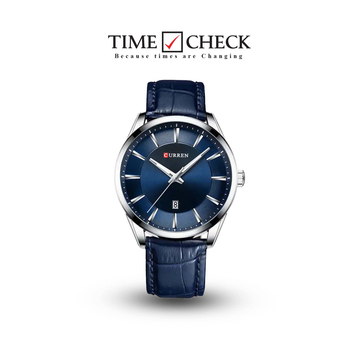 M:8365 Curren Blue Dail Blue Leather Strap Classic Analog Quartz Men's Watch. - Timecheck