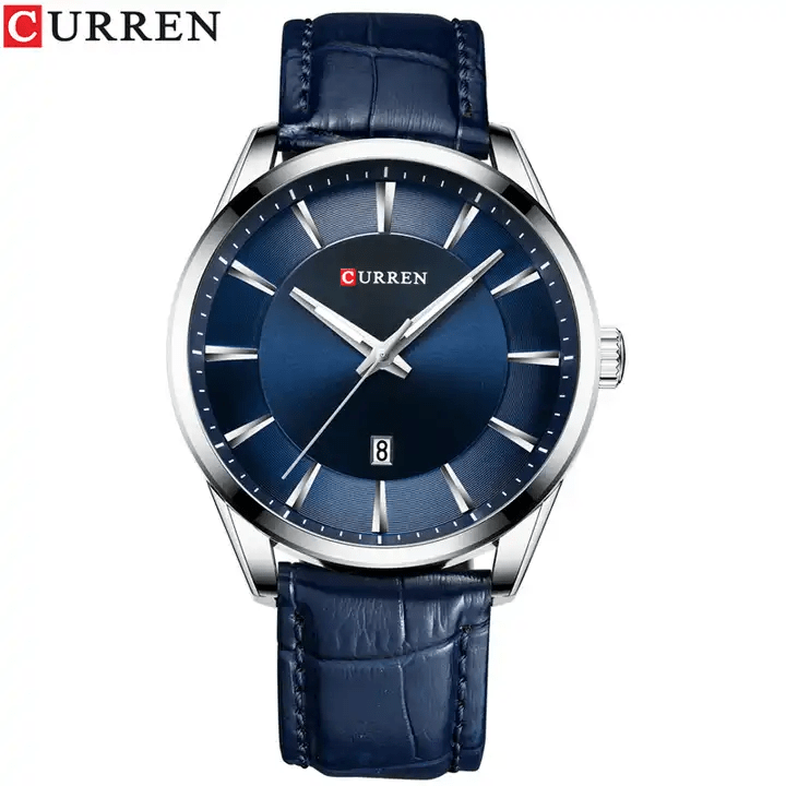M:8365 Curren Blue Dail Blue Leather Strap Classic Analog Quartz Men's Watch. - Timecheck