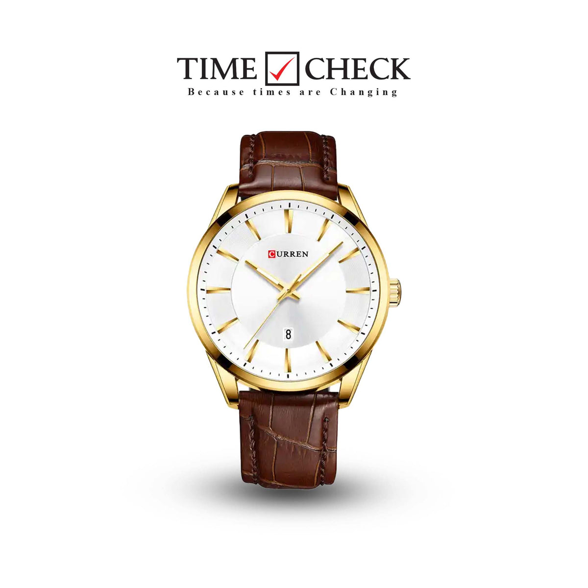 M:8365 Curren Silver Dail Brown Leather Strap Classic Analog Quartz Men's Watch. - Timecheck
