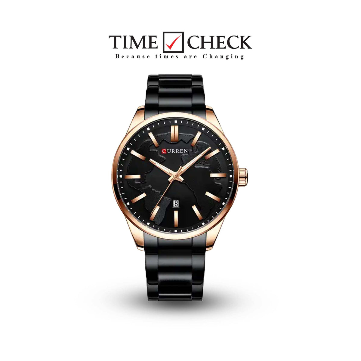 M:8366 Curren Black Dial Black Stainless Steel Chain Analog Quartz Men's Watch. - Timecheck