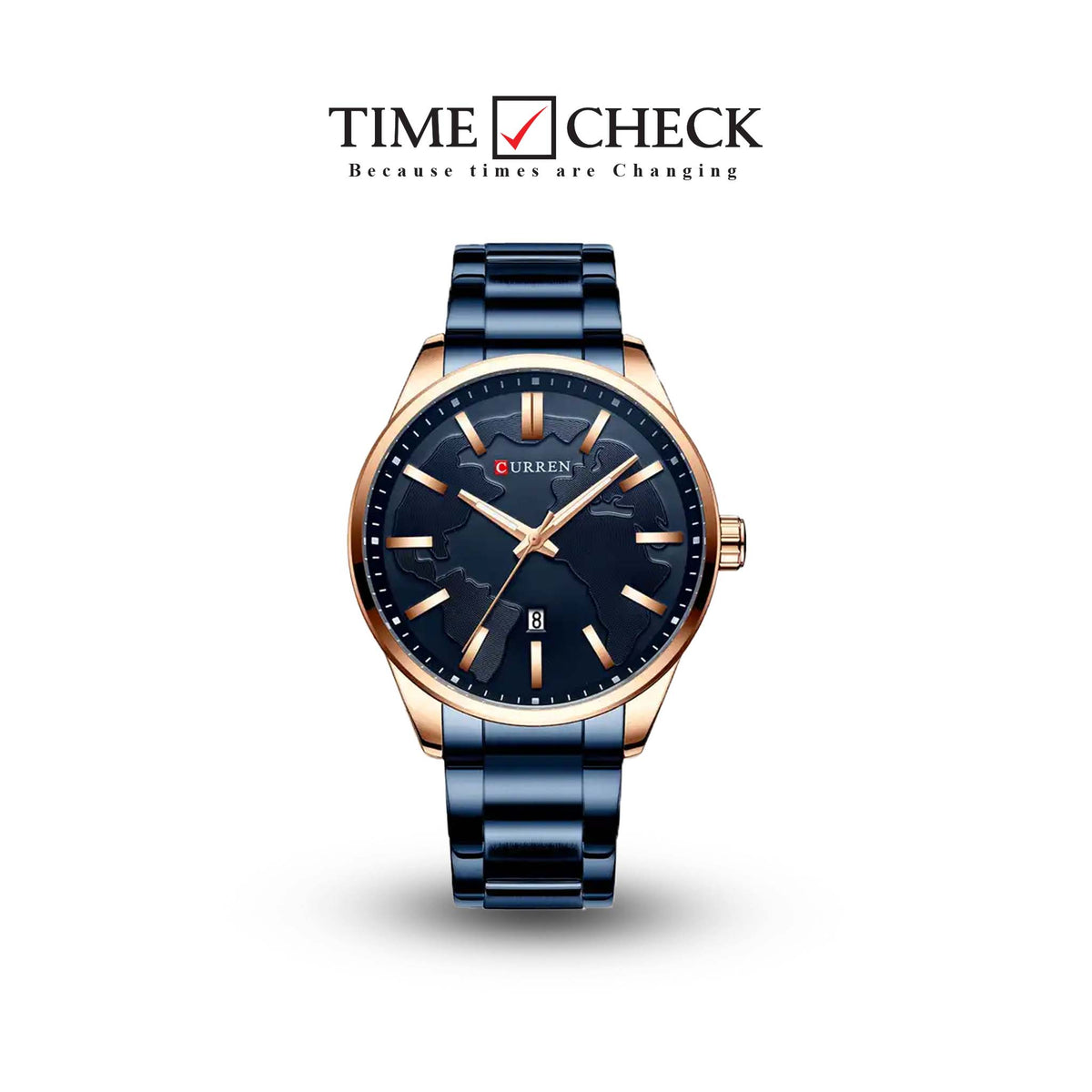 M:8366 Curren Blue Dial Blue Stainless Steel Chain Analog Quartz Men's Watch. - Timecheck