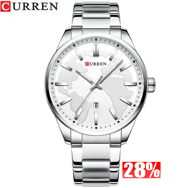 M:8366 Curren White Dial Silver Stainless Steel Chain Analog Quartz Men's Watch. - Timecheck