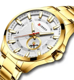 M:8372 Curren Golden Stainless Steel & Round Analog Dial Fashion Causal Men's Watch. - Timecheck