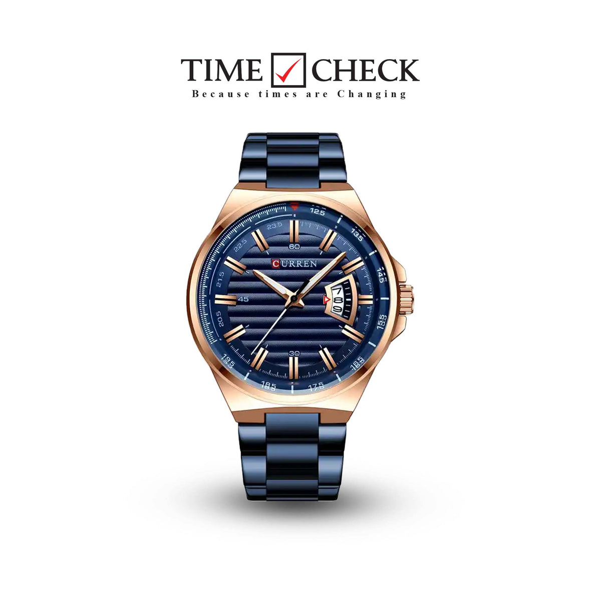 M:8375 Curren Blue Dial Blue Stainless Steel Analog Quartz Men's Watch. - Timecheck