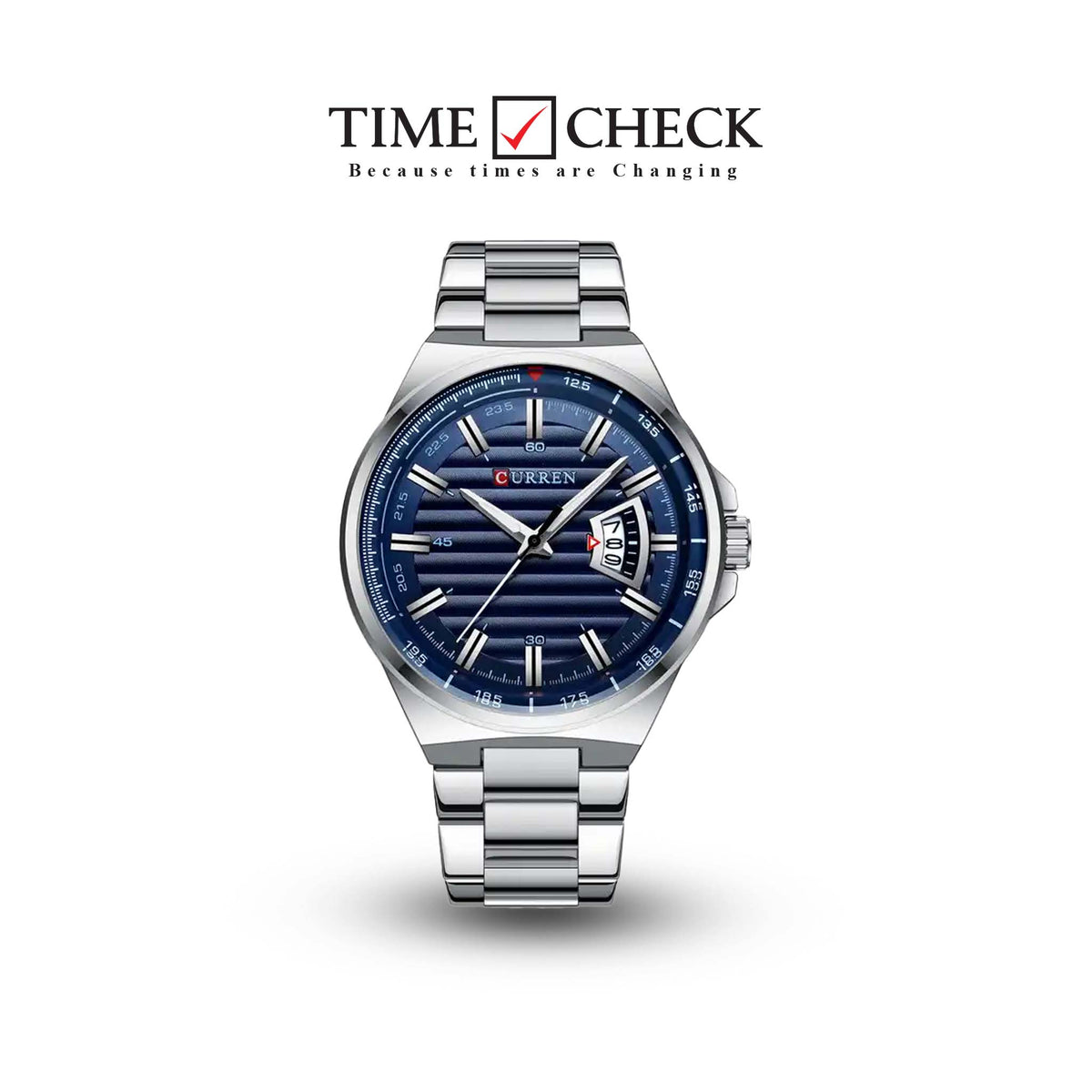 M:8375 Curren Blue Dial Silver Stainless Steel Analog Quartz Men's Watch. - Timecheck