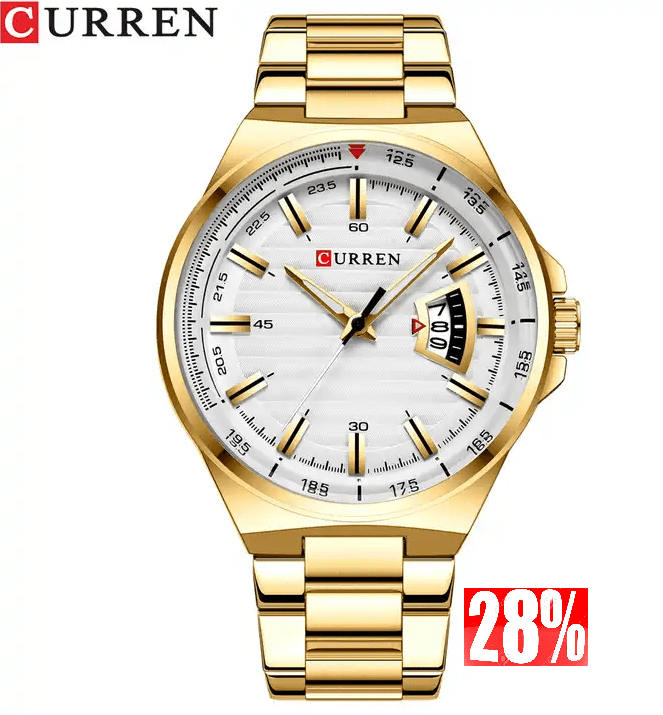 M:8375 Curren White Dial Silver Stainless Steel Analog Quartz Men's Watch. - Timecheck