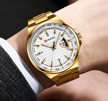 M:8375 Curren White Dial Silver Stainless Steel Analog Quartz Men's Watch. - Timecheck